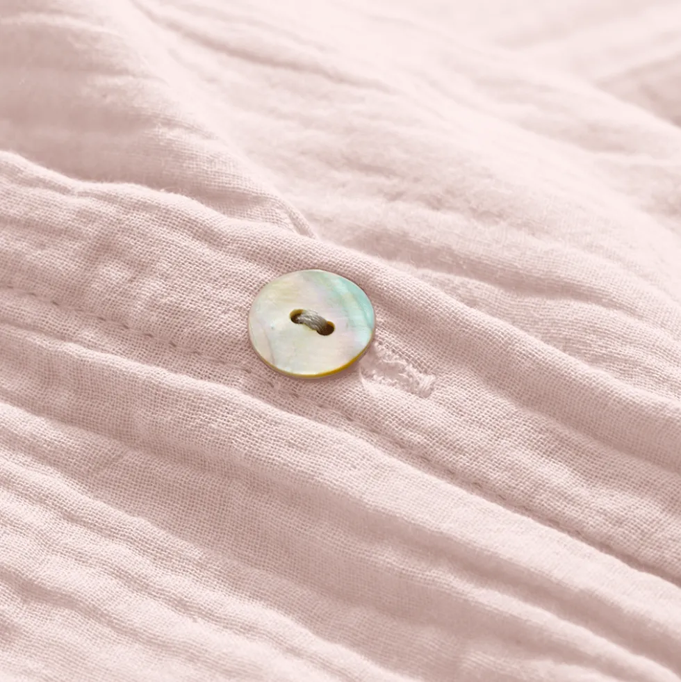 Drap plat en gaze de coton - Rose de Bagatelle