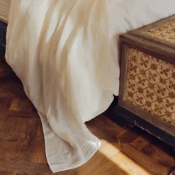 Drap plat en lin lavé - Blanc Coquillage