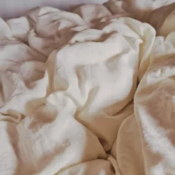 Drap plat en lin lavé - Blanc Coquillage