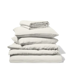 Drap plat en lin lavé - Blanc Coquillage