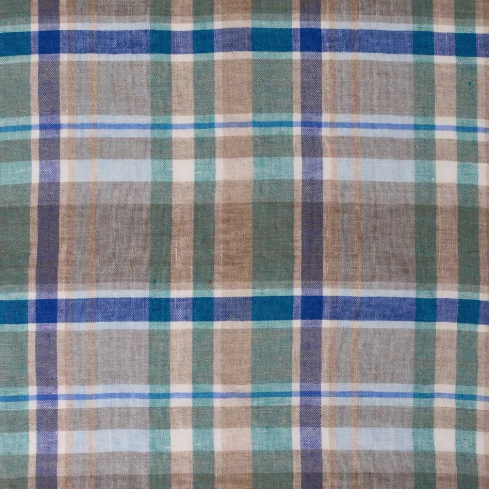 Drap plat en lin lavé - Carreaux Bibliothèque