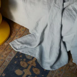 Drap plat en lin lavé - Gris Vésuve