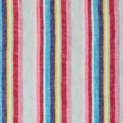 Drap plat en lin lavé - Rayures Parasol