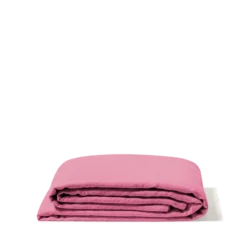 Drap plat en lin lavé - Rose Garance