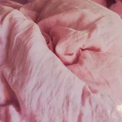 Drap plat en lin lavé - Rose Granité