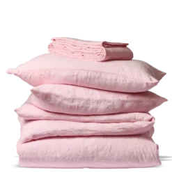 Drap plat en lin lavé - Rose Granité