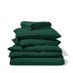 Drap plat en lin lavé - Vert Séquoia