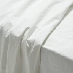 Drap plat en percale de coton - Blanc Craie