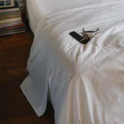 Drap plat en percale de coton - Blanc Craie