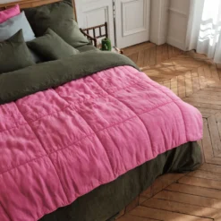 Édredon en 100% lin lavé - Rose Garance