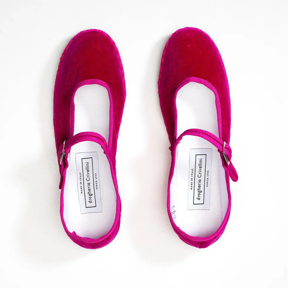 Drogheria Crivellini - Ballerines Jane Velvelt à attache - Fushia