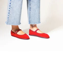 Drogheria Crivellini - Ballerines Jane Velvelt à attache - Cardinal