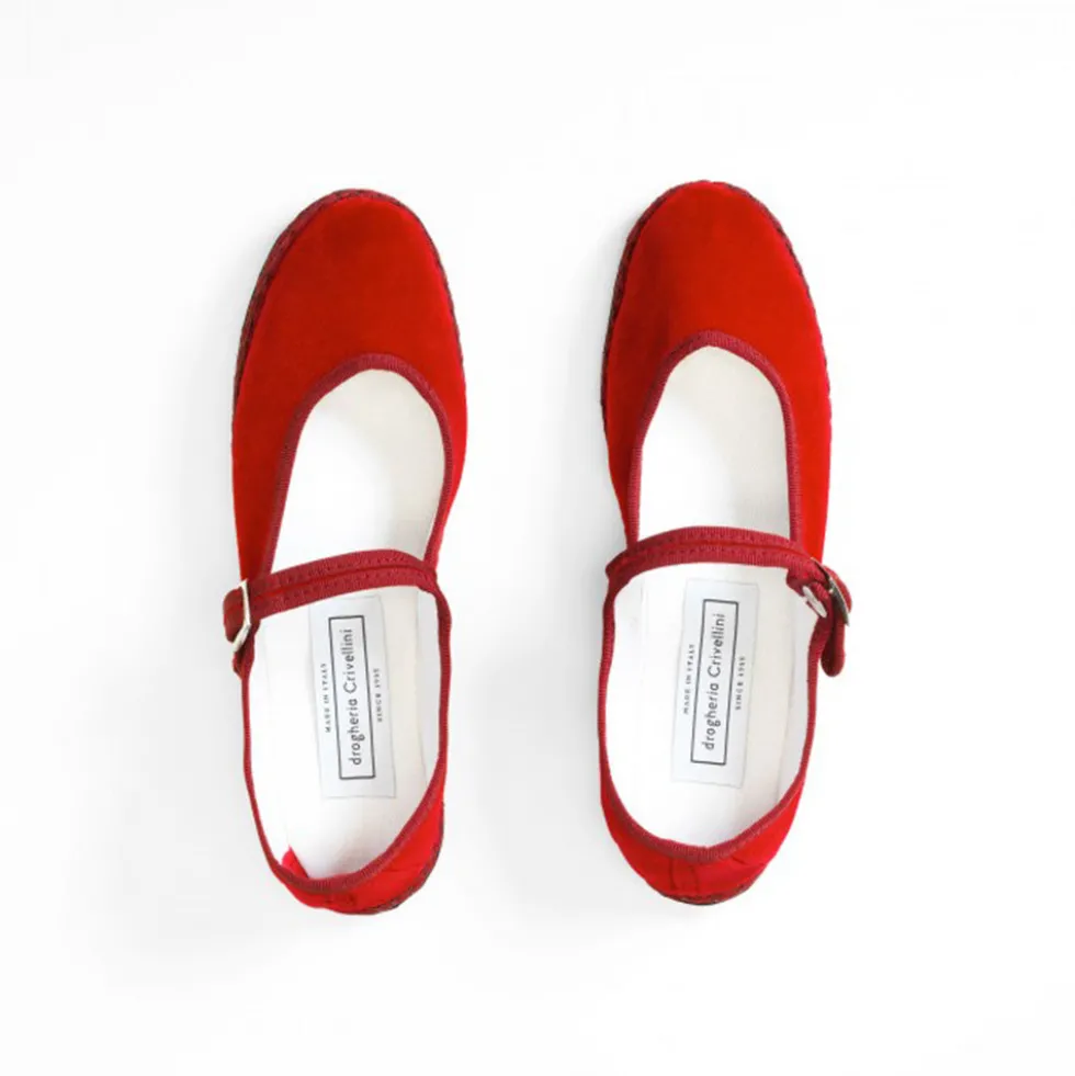 Drogheria Crivellini - Ballerines Jane Velvelt à attache - Cardinal