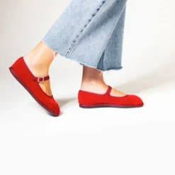 Drogheria Crivellini - Ballerines Jane Velvelt à attache - Cardinal