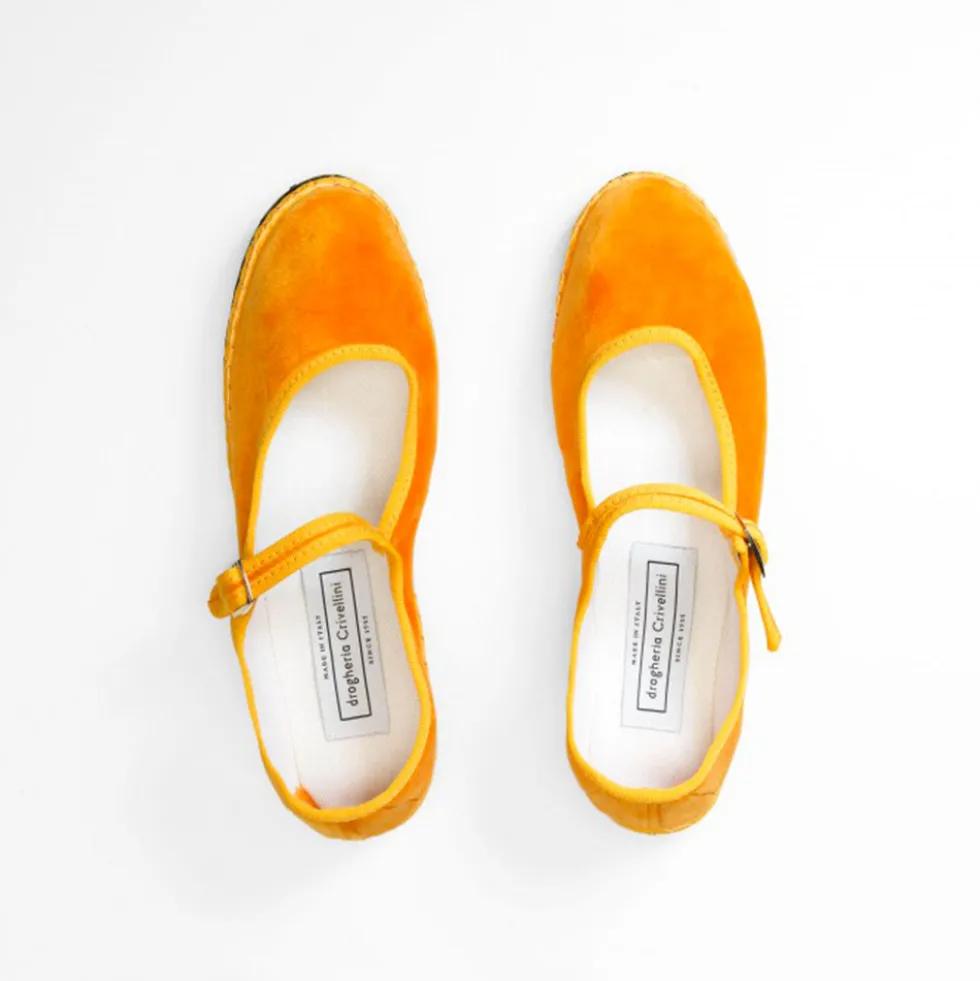 Drogheria Crivellini - Ballerines Jane Velvelt à attache - Moutarde
