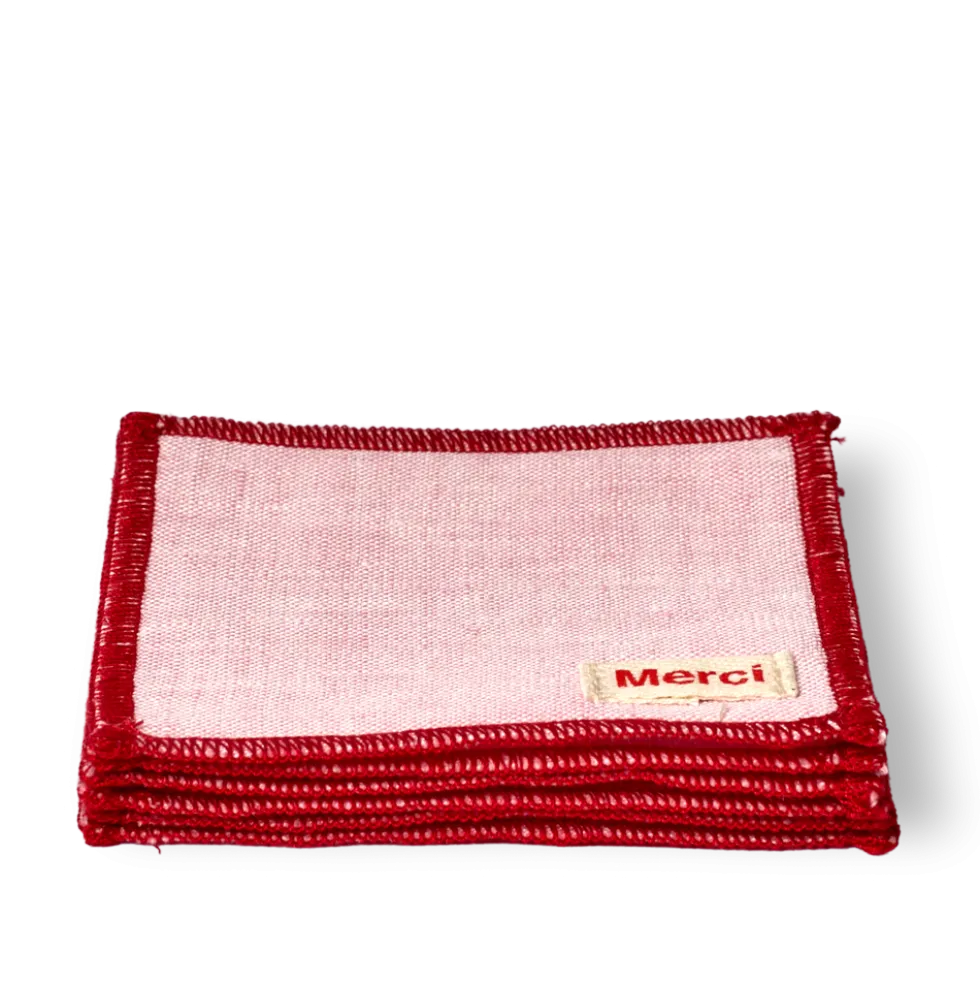 Ensemble de 6 dessous de verre en lin lavé - Rose Granité