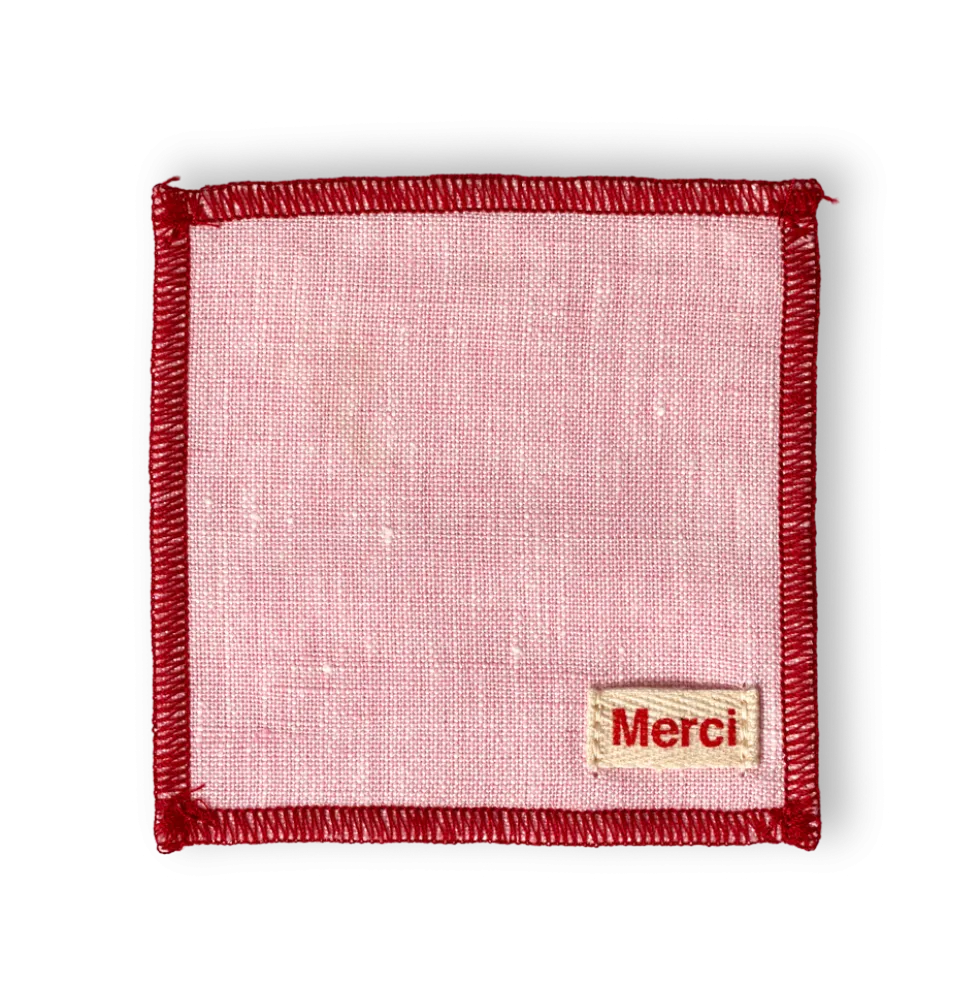 Ensemble de 6 dessous de verre en lin lavé - Rose Granité