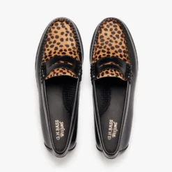 GH Bass - Mocassins Weejun Penny Exotic - Noir Leopard