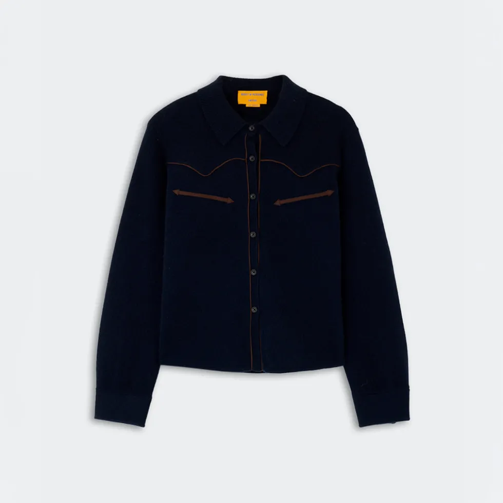 Guest In Residence - Chemise Western Cropped - Marine