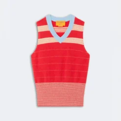 Guest In Residence - Gilet à Rayures - Scarlet Combo
