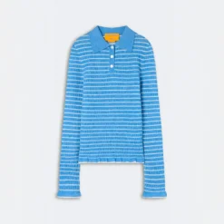 Guest In Residence - Polo Smocked Shrunken - Delft Blue & Cream