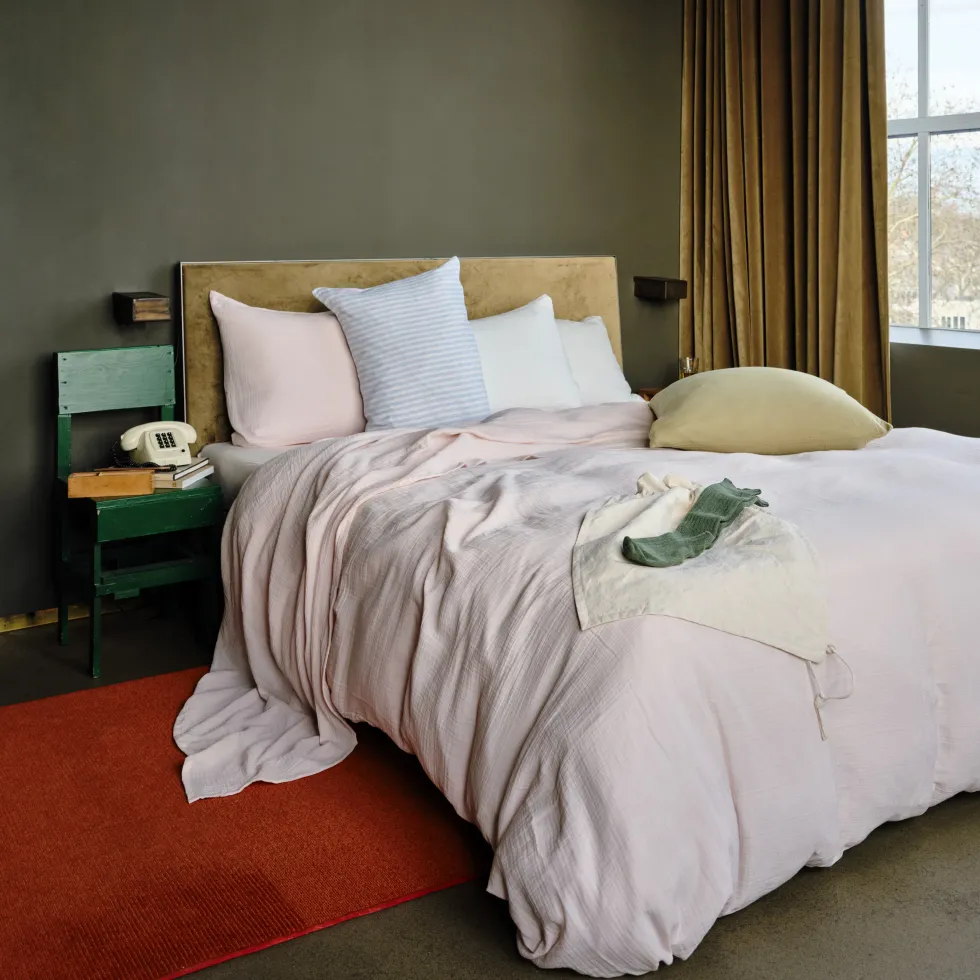 Housse de couette en gaze de coton - Rose de Bagatelle