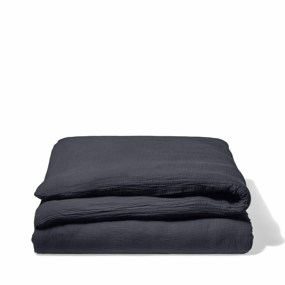 Housse de couette en gaze de coton - Gris Fusain