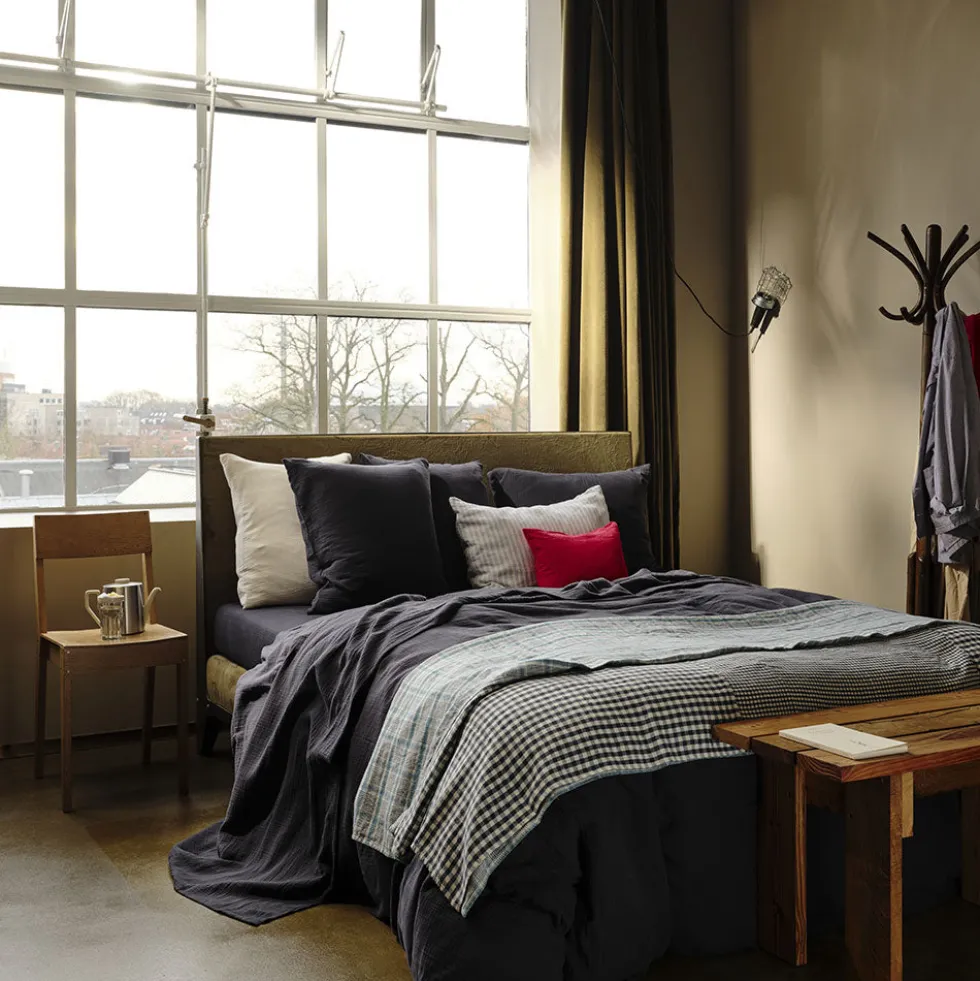 Housse de couette en gaze de coton - Gris Fusain