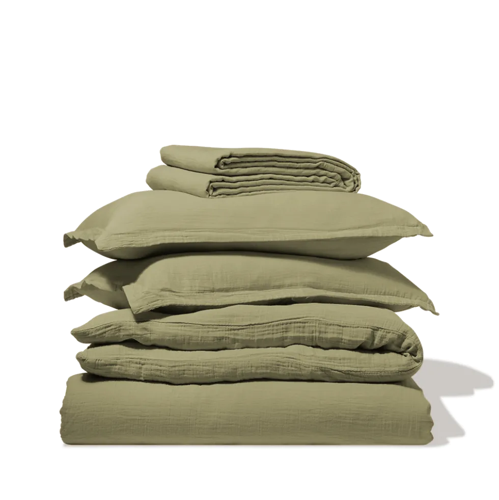 Housse de couette en gaze de coton - Vert Saint Louis