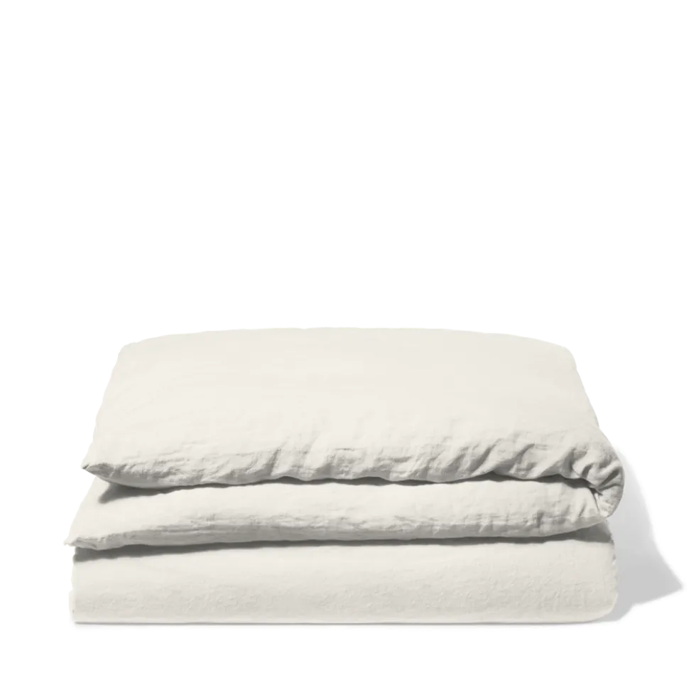 Housse de couette en lin lavé - Blanc Coquillage
