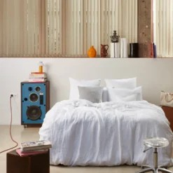 Housse de couette en lin lavé - Blanc Optique