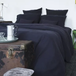 Housse de couette en lin lavé - Bleu Encre
