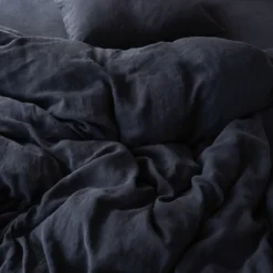 Housse de couette en lin lavé - Bleu Encre