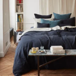 Housse de couette en lin lavé - Bleu Encre