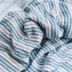 Housse de couette en lin lavé - Rayures Palette Bleu Primaire