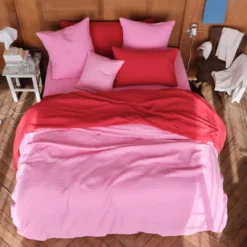 Housse de couette en lin lavé - Rose Garance