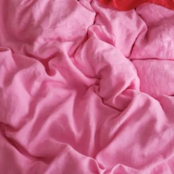 Housse de couette en lin lavé - Rose Garance