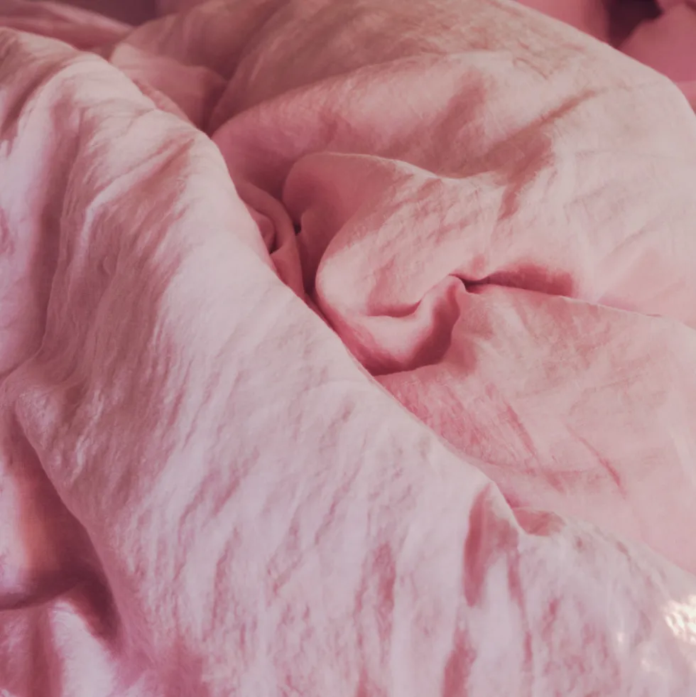 Housse de couette en lin lavé - Rose Granité
