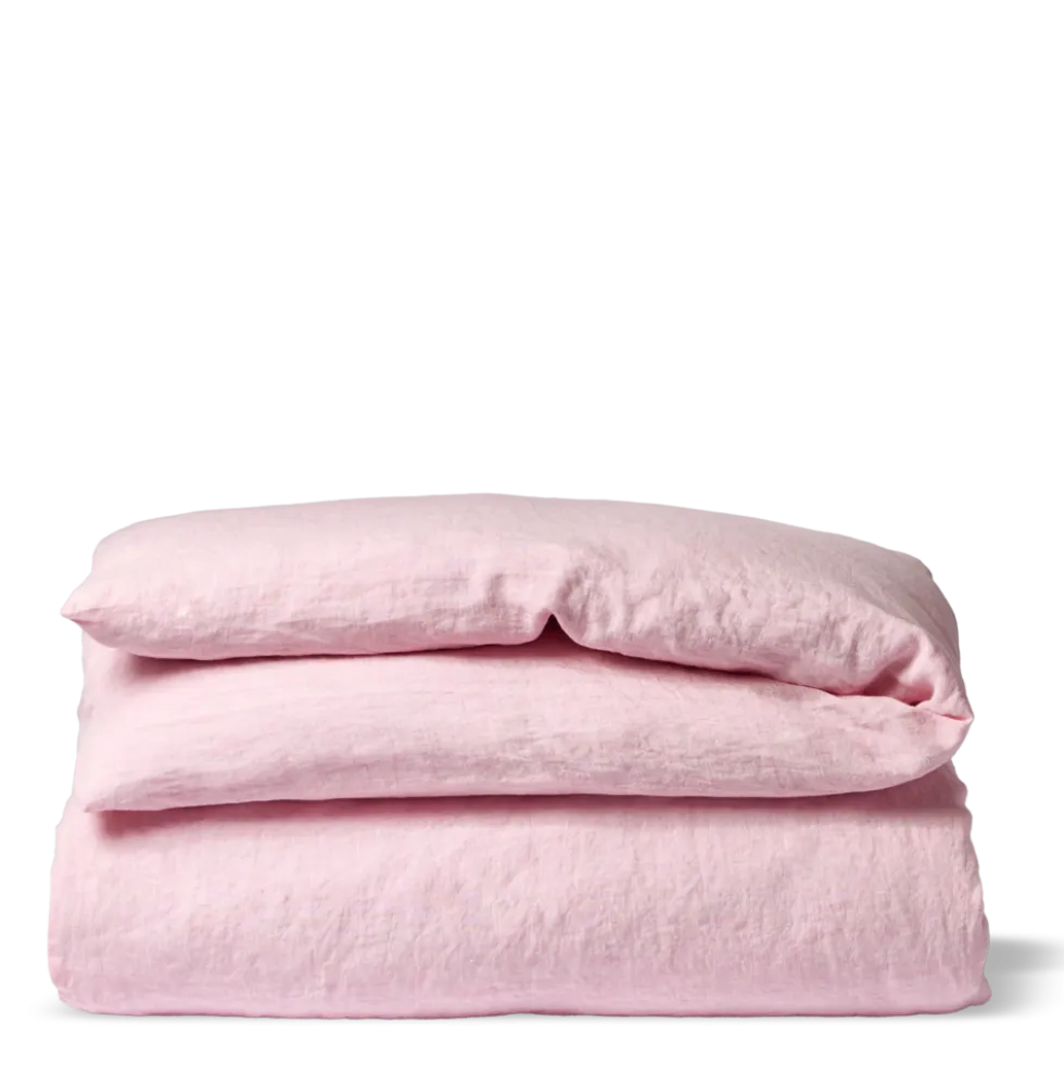 Housse de couette en lin lavé - Rose Granité