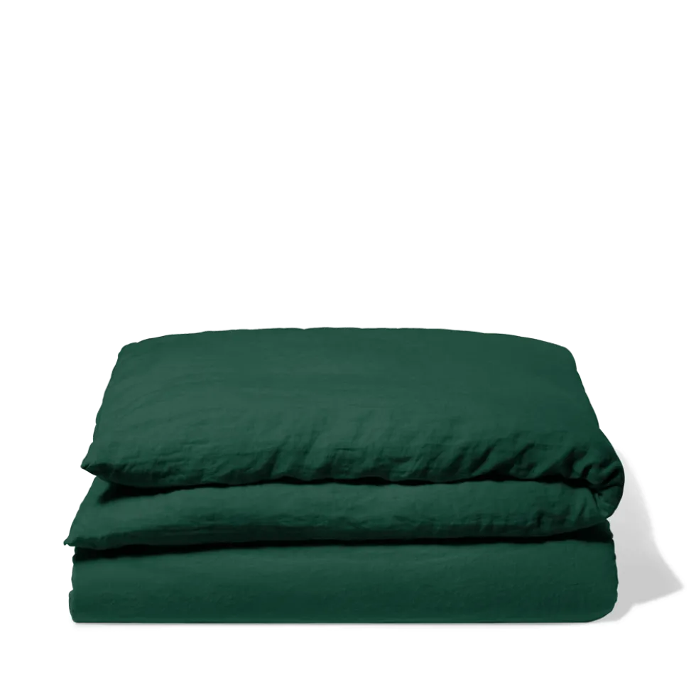 Housse de couette en lin lavé - Vert Séquoia