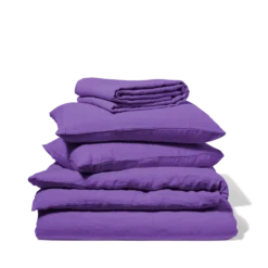 Housse de couette en lin lavé - Violet Orage
