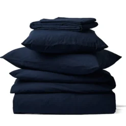 Housse de couette en percale de coton - Tataki Bleu Nuit