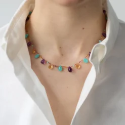 Ivarene x Merci - Collier - Citrine, Amazonite & Améthyste