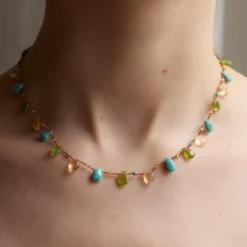 Ivarene x Merci - Collier - Vésuvianite Citrine & Turquoise