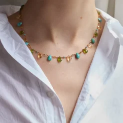 Ivarene x Merci - Collier - Vésuvianite Citrine & Turquoise