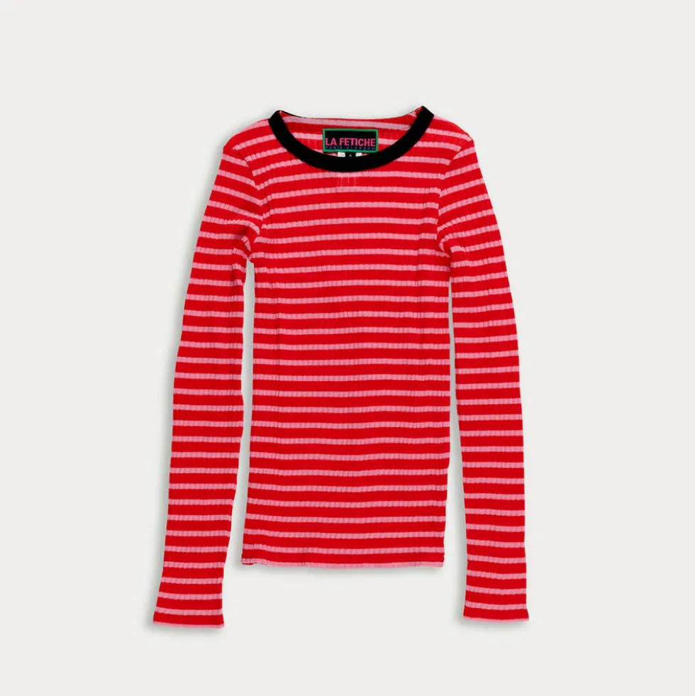 La Fetiche - T-shirt rayé Jackie - Rouge et Rose
