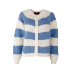 Les Tricots D'o - Cardigan Alice - Blanc et Bleu Jeans
