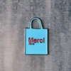 Magnet en métal Merci - Tote bag Bleu
