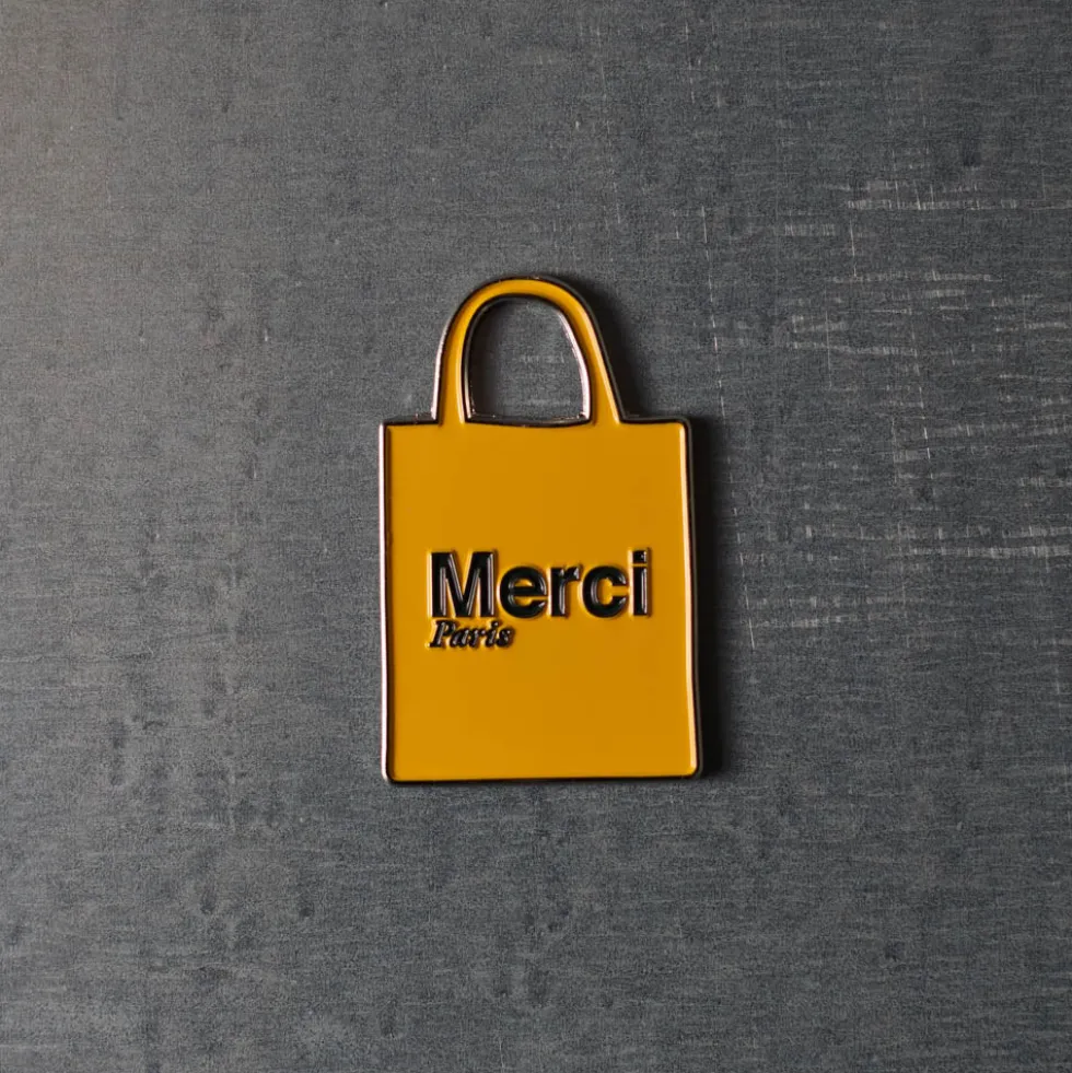 Magnet en métal Merci - Tote bag Jaune