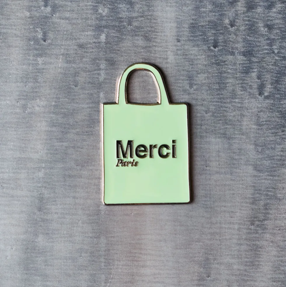Magnet en métal Merci - Tote bag Vert